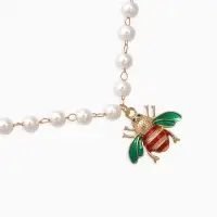 Колье на жемчужной дорожке &laquo;Пчёлка&raquo;, цветная в золоте, 40 см