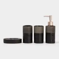 Аксессуары для ванной Доляна &laquo;Классика&raquo;, 4 предмета: дозатор 300 мл, мыльница, 2 стакана, чёрные