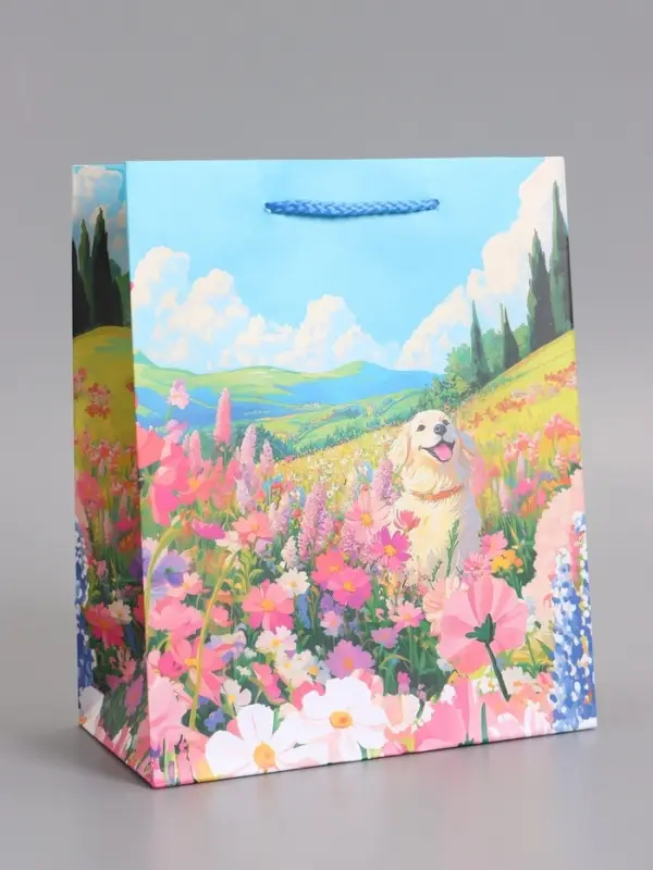 Пакет подарочный ламинированный "Поле цветов" 18 х 22,3 х 10 см