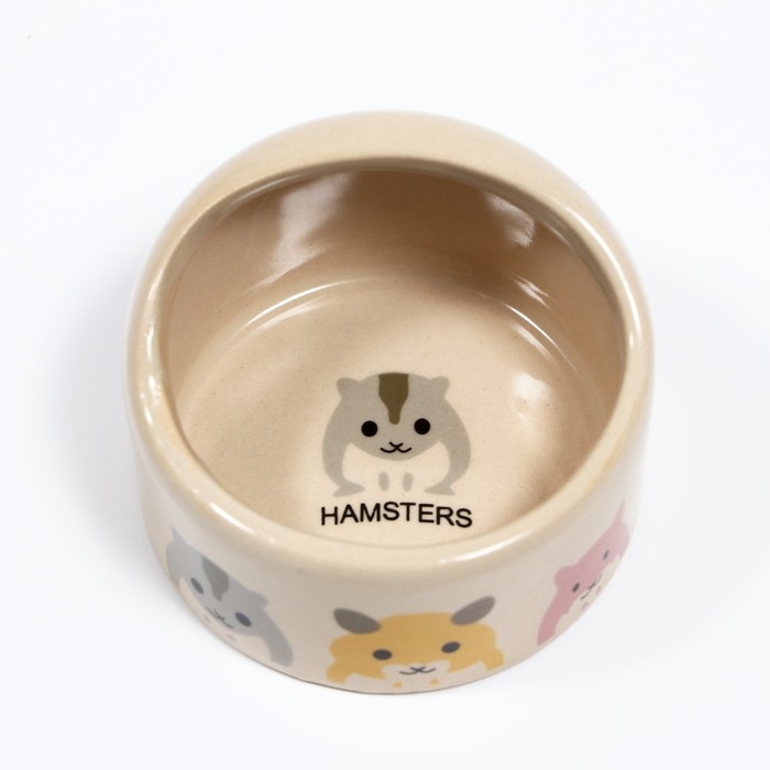 Миска керамическая Миска керамическая "Хомячок" 65мл, 6,3 х 4,5 см, бежевая с принтом