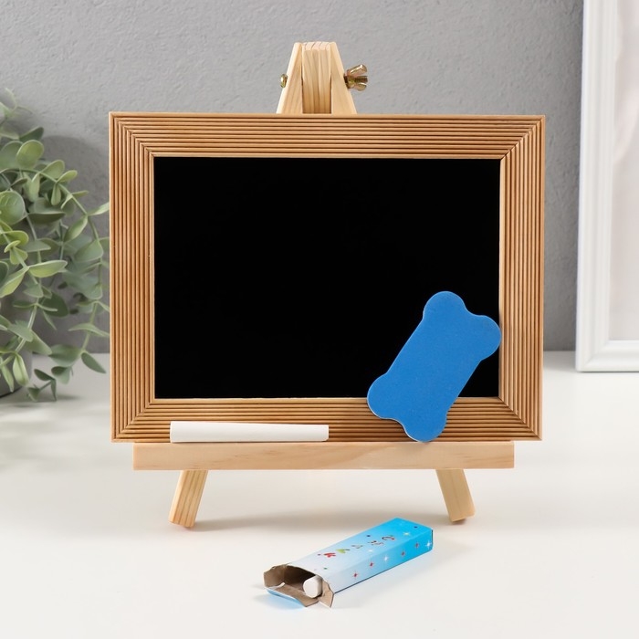 Сувенир дерево  Сувенир дерево "Меловая доска на мольберте" губка + мелки 3,5х21х24 см