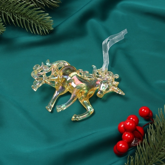 Украшение ёлочное Украшение ёлочное "Игривый конь" 10х10 см, золотой перелив