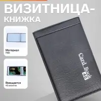 Визитница на 20 карт, 1 карта на 1 листе, обложка ПВХ, чёрная