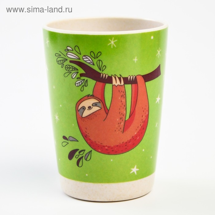 Набор бамбуковой посуды «Ленивец», 5 предметов: тарелка, миска, стакан, вилка, ложка Набор бамбуковой посуды «Ленивец», 5 предметов: тарелка, миска, стакан, вилка, ложка