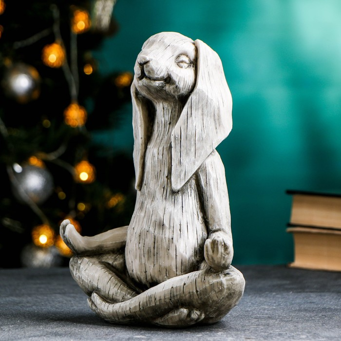 Копилка Копилка "Заяц йог" 25х19х10см, серый камень