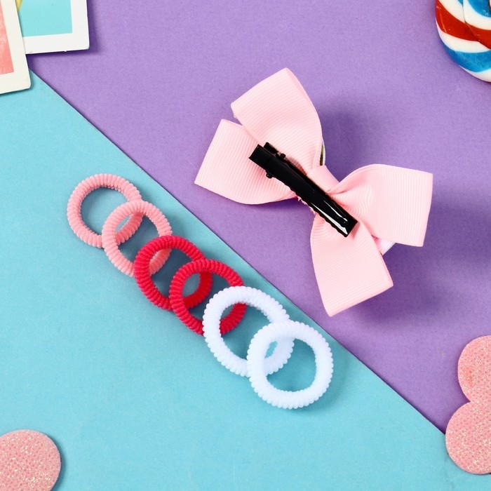 Набор для волос Набор для волос "Сьюзи" (зажим 8 см, 6 резинок 2,5 см) сердца