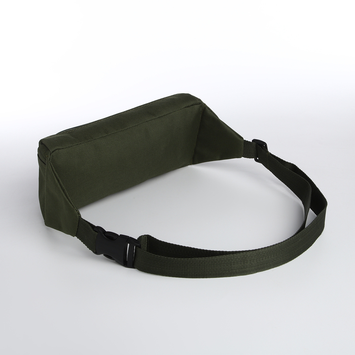 Поясная сумка на молнии, наружный карман, цвет хаки Поясная сумка на молнии, наружный карман, цвет хаки