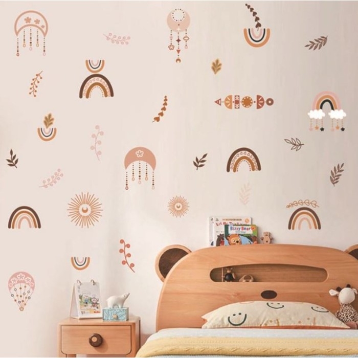 Наклейка пластик интерьерная цветная Наклейка пластик интерьерная цветная "Пастель: радуга и солнышки" 30х90 см