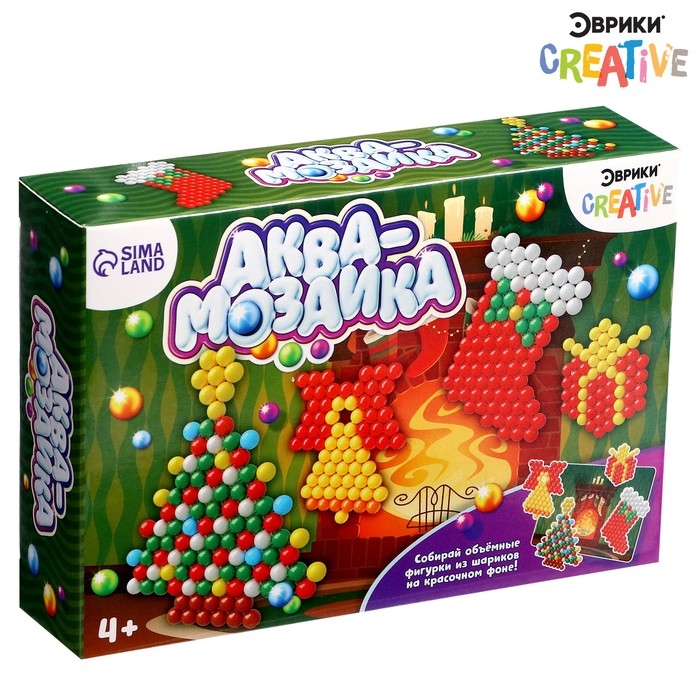 Аквамозаика с декорациями «Новогодняя ёлка», 4 фигурки Аквамозаика с декорациями «Новогодняя ёлка», 4 фигурки