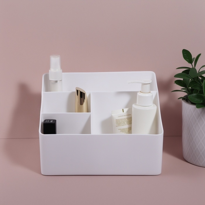 Органайзер для хранения &laquo;WHITE&raquo;, 4 секции, 19,5 &times; 14 &times; 13 см, цвет белый