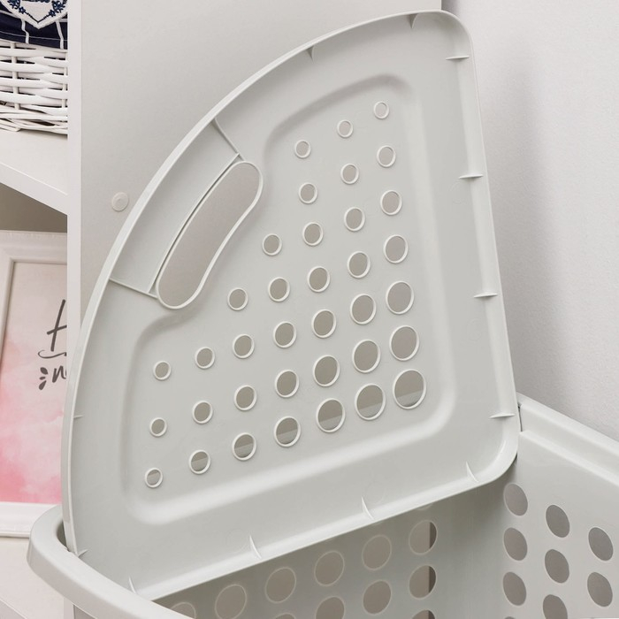 Корзина для белья угловая с крышкой «Молетта», 45 л, 40×51×54 см, цвет светло-серый Корзина для белья угловая с крышкой «Молетта», 45 л, 40×51×54 см, цвет светло-серый