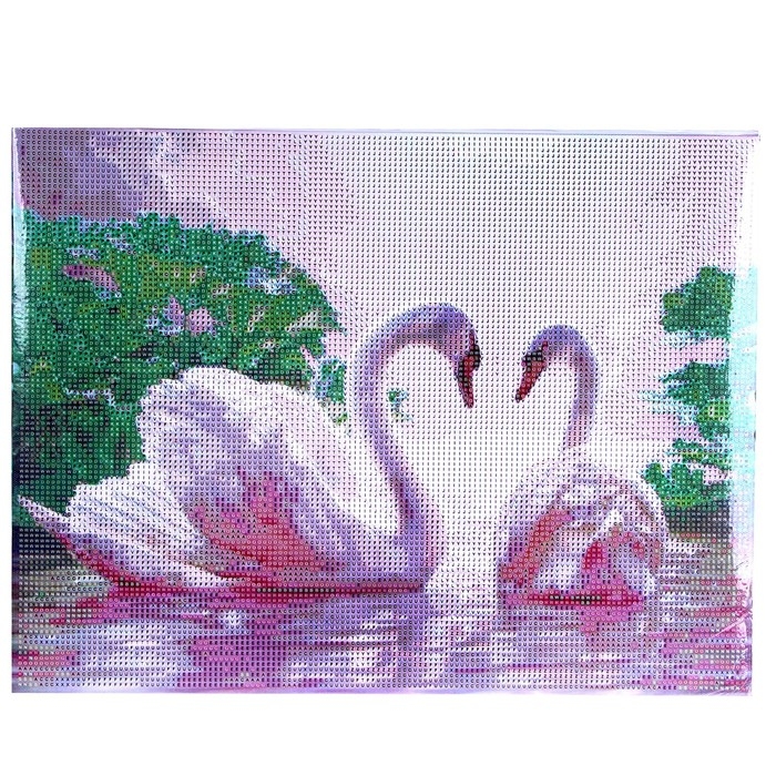 Алмазная мозаика с полным заполнением на подрамнике «Лебеди на озере», 30 х 40 см Алмазная мозаика с полным заполнением на подрамнике «Лебеди на озере», 30 х 40 см