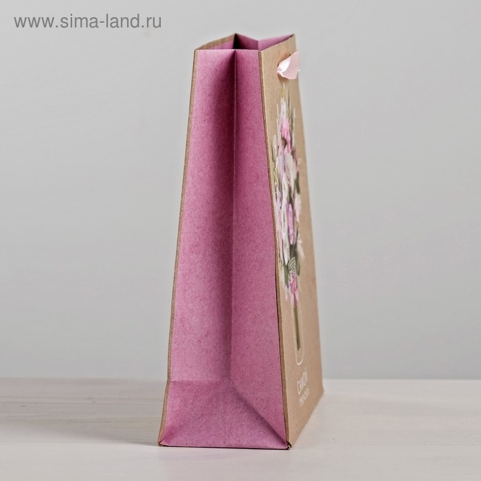 Пакет подарочный крафтовый вертикальный, упаковка, «Самой Прекрасной», M 26 х 30 х 9 см Пакет подарочный крафтовый вертикальный, упаковка, «Самой Прекрасной», M 26 х 30 х 9 см