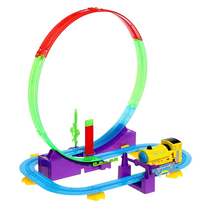 Автотрек детский «Мой город», работает от батареек, 32 детали, цвет поезда жёлтый Автотрек детский «Мой город», работает от батареек, 32 детали, цвет поезда жёлтый