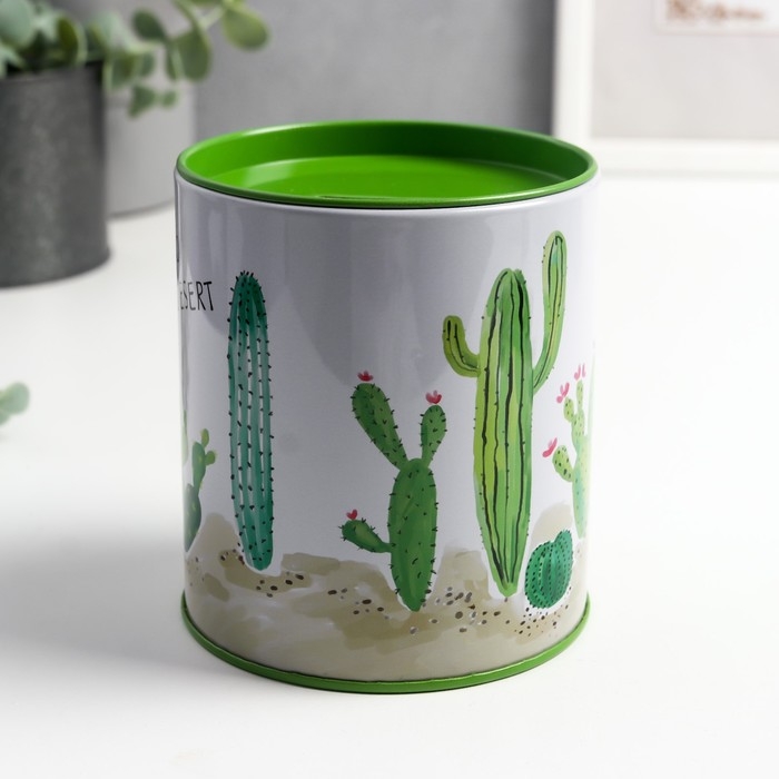 Копилка металл Копилка металл "Герой пустыни" бело-зелёный 9х9х10 см