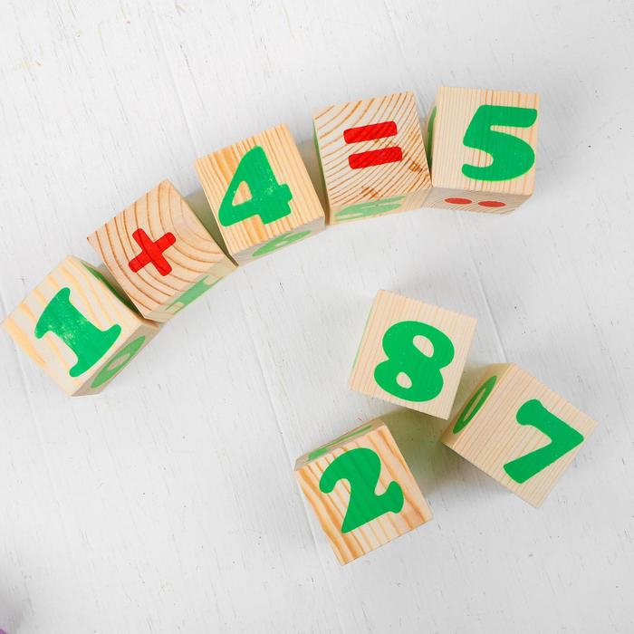 Деревянные кубики «Цифры» 12 элементов: 4 × 4 см, Томик Деревянные кубики «Цифры» 12 элементов: 4 × 4 см, Томик