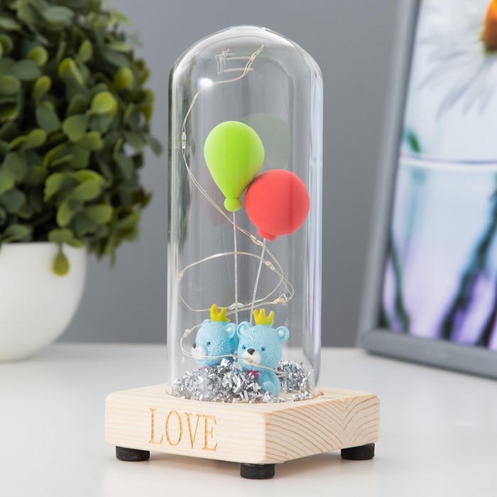 Ночник колба Ночник колба "Два мишки с шарами" LED от батареек LR44 8х8х17 см RISALUX