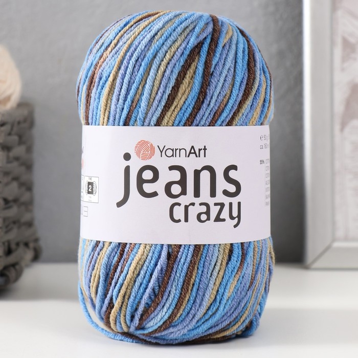 Пряжа "Jeans crazy" 55% хлопок, 45% акрил 160м/50гр (7202  принт)
