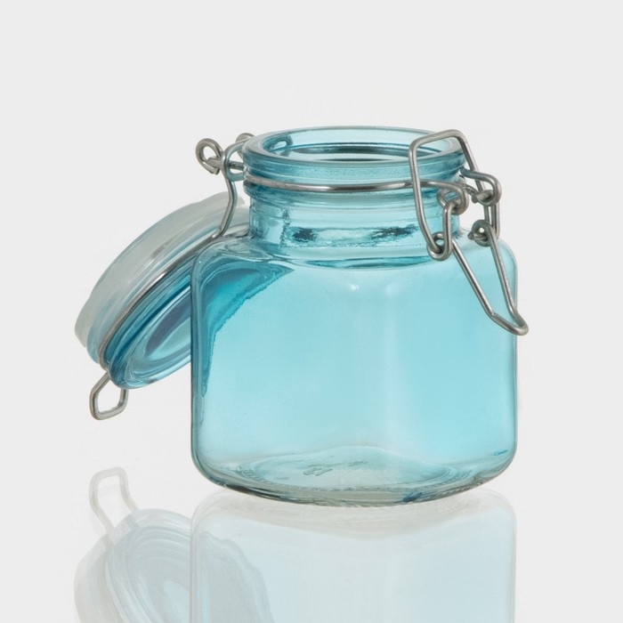 Банка стеклянная для хранения сыпучих продуктов «Квадрат», 100 мл, 5,5×8 см, с бугельным замком, цвет МИКС Банка стеклянная для хранения сыпучих продуктов «Квадрат», 100 мл, 5,5×8 см, с бугельным замком, цвет МИКС