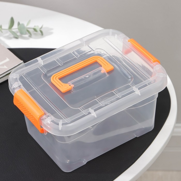 Контейнер для хранения, 20×15×11 см, крышка с ручкой на защёлке, цвет оранжевый Контейнер для хранения, 20×15×11 см, крышка с ручкой на защёлке, цвет оранжевый