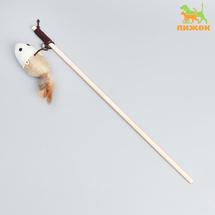 Дразнилка-удочка из эко-материалов  Дразнилка-удочка из эко-материалов "Мышка", 40 см