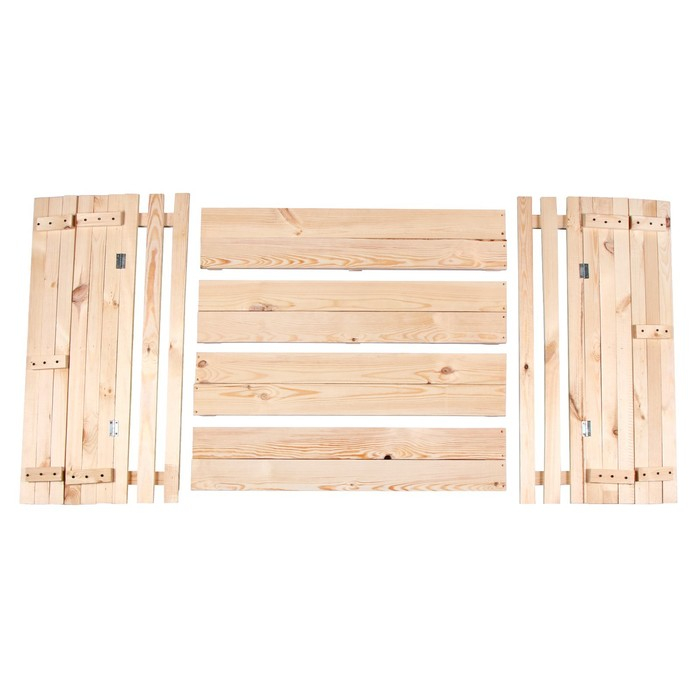 Песочница детская деревянная, с крышкой, 100 × 100 × 18 см, без покраски, лавочки (2 шт.), Greengo Песочница детская деревянная, с крышкой, 100 × 100 × 18 см, без покраски, лавочки (2 шт.), Greengo