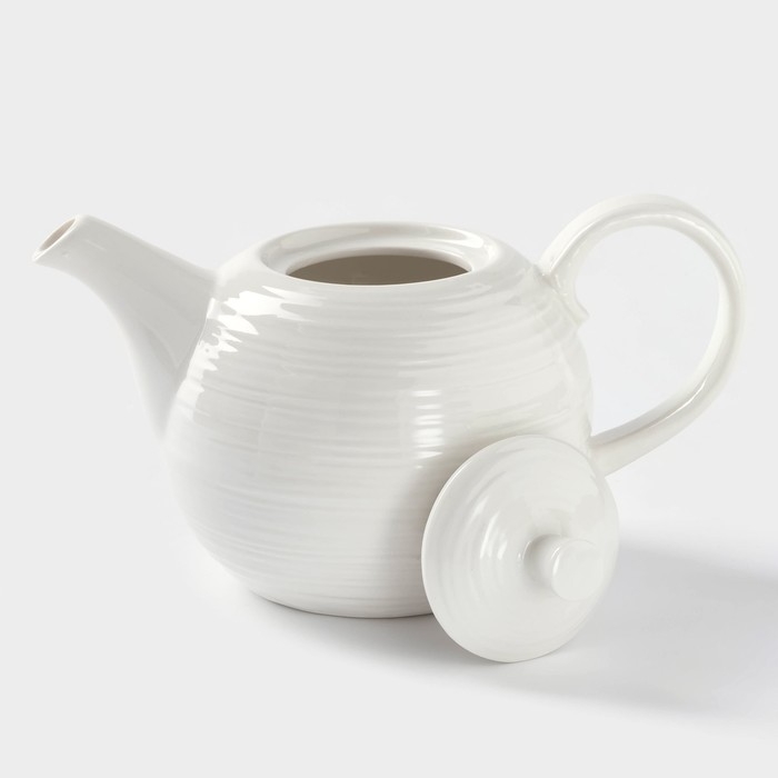 Чайник фарфоровый заварочный с подогревом на бамбуковой подставке BellaTenero «Полосы», 850 мл, цвет белый Чайник фарфоровый заварочный с подогревом на бамбуковой подставке BellaTenero «Полосы», 850 мл, цвет белый