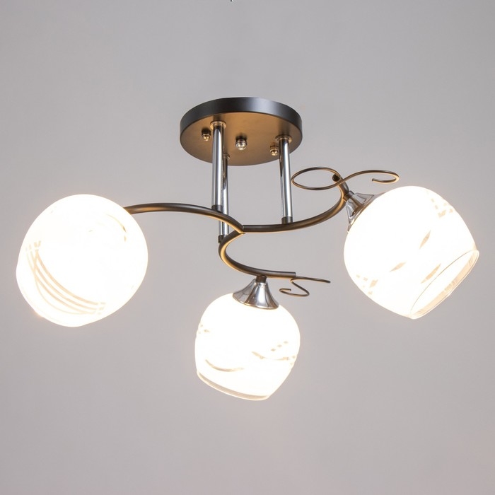 Люстра Люстра "Милава" 3хЕ27 40Вт чёрно-хромовый 62х62х27 см BayerLux