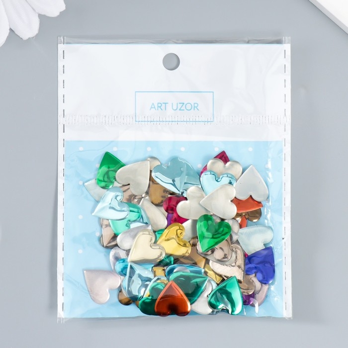 Декор для творчества металл Декор для творчества металл "Сердца" разноцветные набор 100 шт 1,2х1,2 см