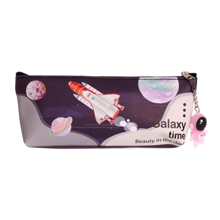 Пенал школьный на молнии, с подвеской, Пенал школьный на молнии, с подвеской, "Космонавт", МИКС