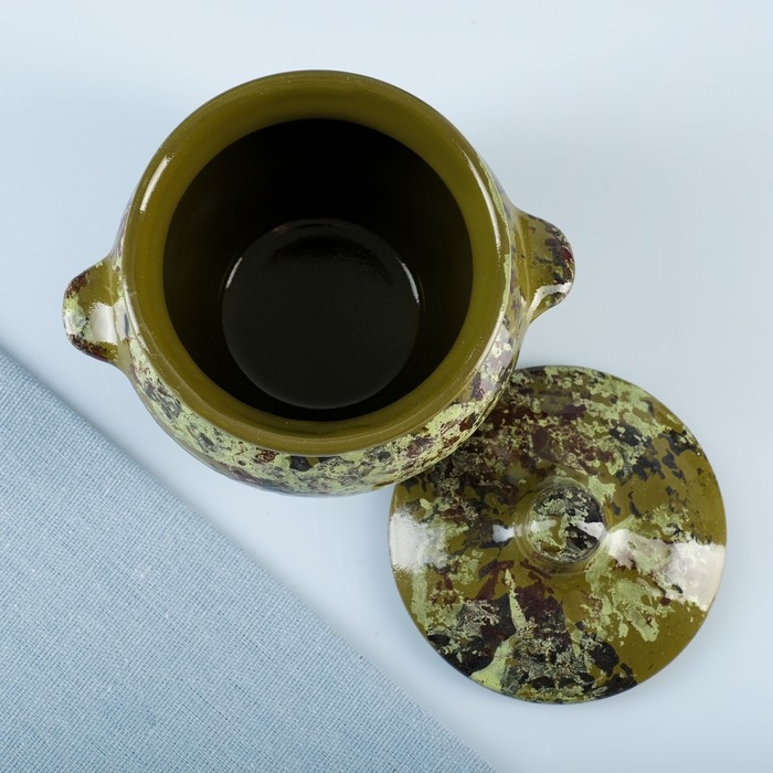 Горшок керамический для запекания №5 с ручками, 0,5л / 10х10,5см, малахит Горшок керамический для запекания №5 с ручками, 0,5л / 10х10,5см, малахит