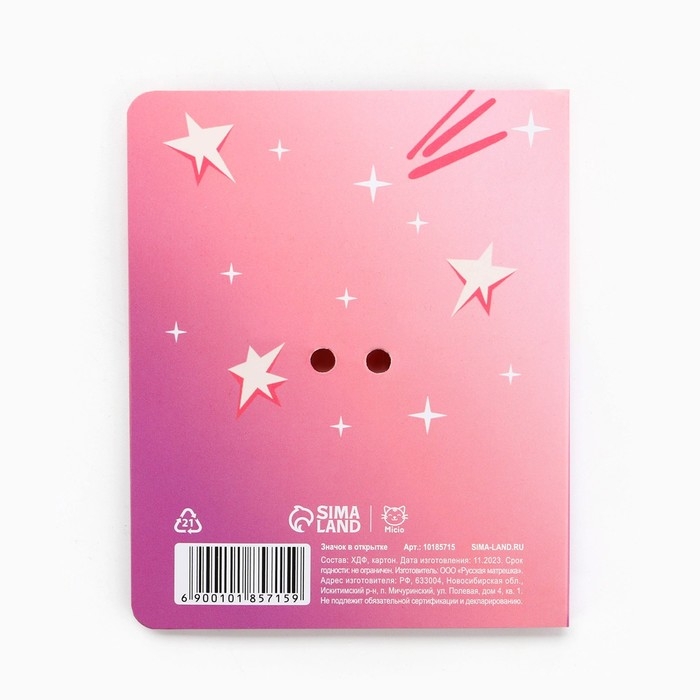 Значок на открытке «Подружки», 10 х 8 см