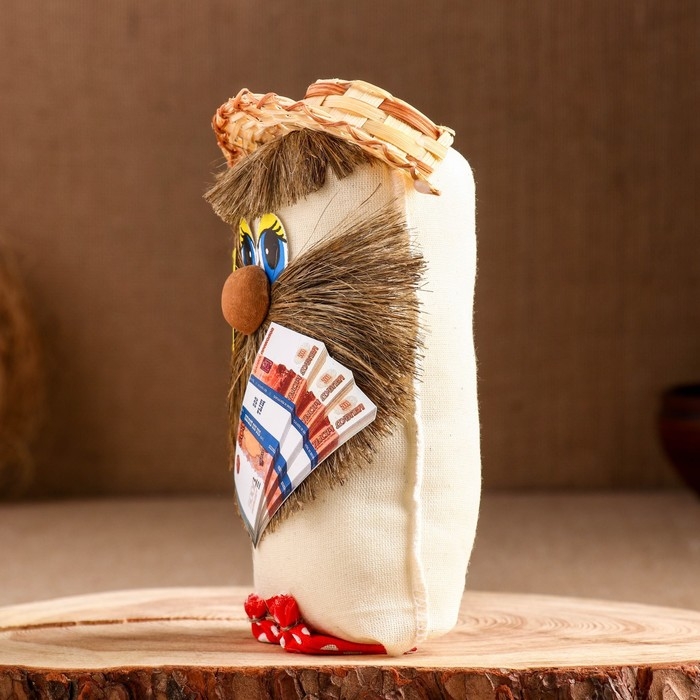 Оберег Оберег "Домовой в полушляпе, к деньгам, 5000", лён, 18 см