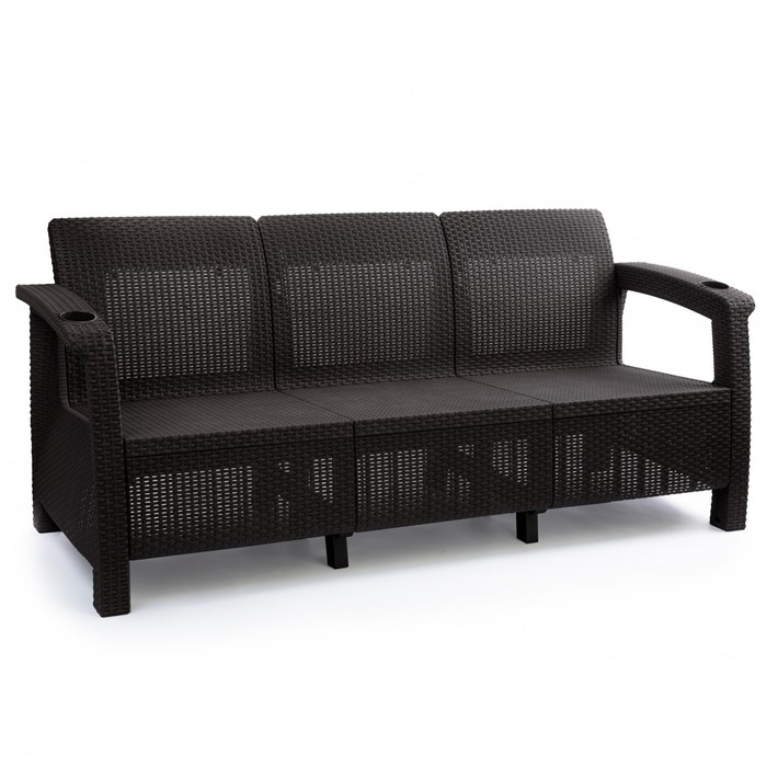 Диван Диван "Ротанг" 3-х местный, с подстаканниками, 188 см х 70 см х 79 см, цвет мокко