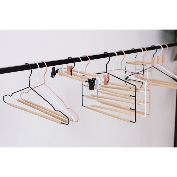 Плечики - вешалка для брюк и юбок LaDо́m Laconique, 36,5×31×1,1 см, многоуровневая, цвет белый Плечики - вешалка для брюк и юбок LaDо́m Laconique, 36,5×31×1,1 см, многоуровневая, цвет белый