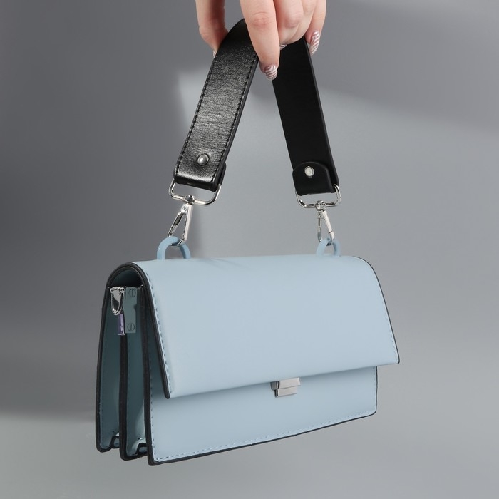 Ручка для сумки, с карабинами, 35 ± 1 см × 3,5 см, цвет чёрный/серебряный Ручка для сумки, с карабинами, 35 ± 1 см × 3,5 см, цвет чёрный/серебряный