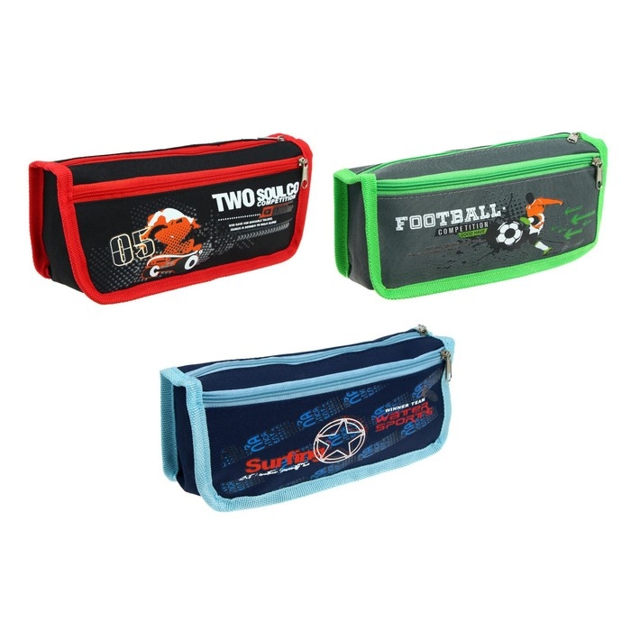 Пенал школьный на молнии 2 отделения Пенал школьный на молнии 2 отделения "Спорт", МИКС