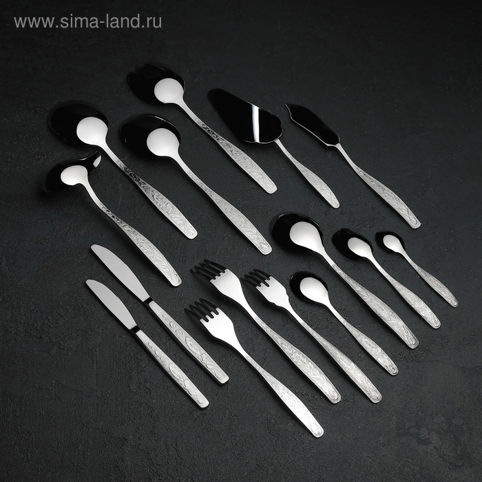 Набор столовый &laquo;Уралочка&raquo;, 60 предметов, толщина 2 мм, декоративная коробка, цвет серебряный