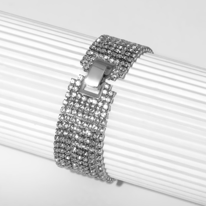 Браслет «Лёд», 8 рядов, цвет белый в серебре, 17 размер Браслет «Лёд», 8 рядов, цвет белый в серебре, 17 размер