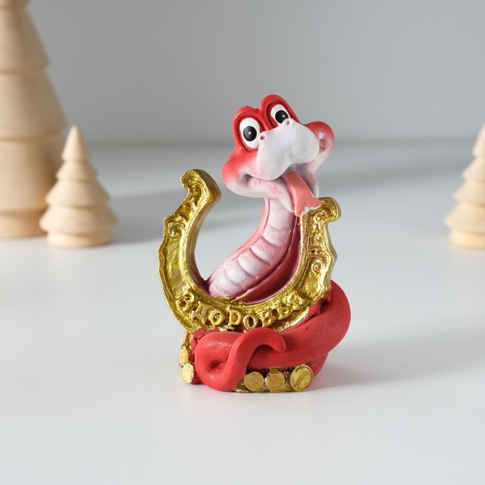 Сувенир полистоун Сувенир полистоун "Змейка с подковой" МИКС 5,5х4х8 см