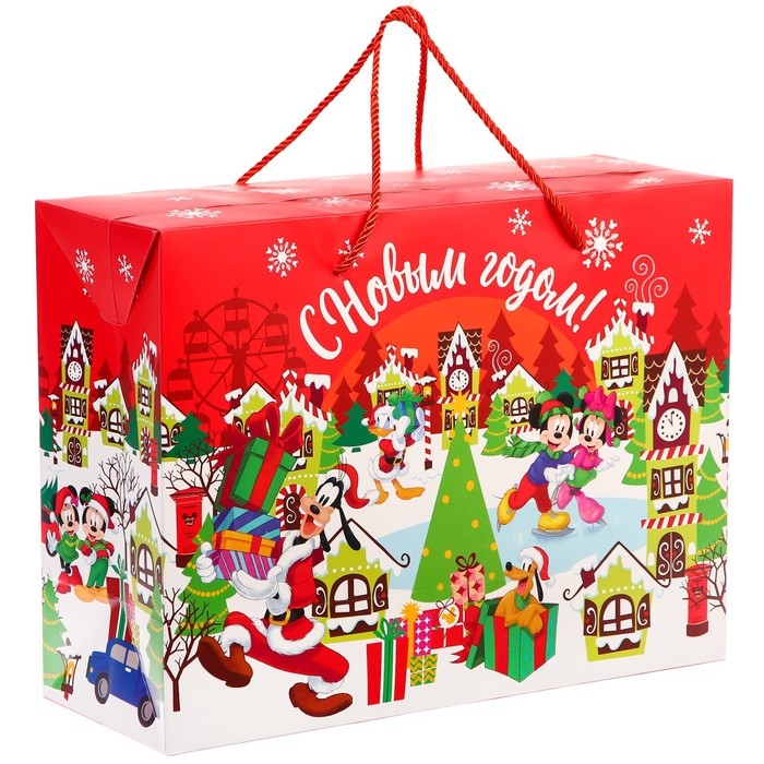 Новый год. Пакет-коробка Новый год. Пакет-коробка "С Новым Годом!", 40х30 см, Микки Маус
