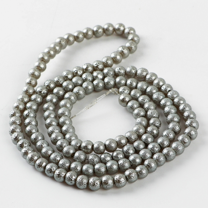 Бусины из стекла, набор 140 шт., диаметр 1 шт. — 6 мм, цвет серебряный
