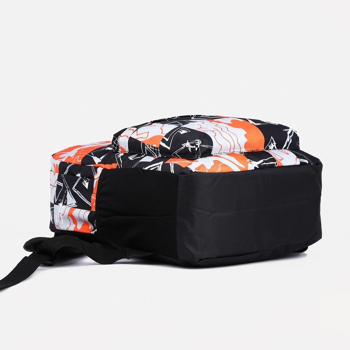 Рюкзак школьный из текстиля на молнии, 3 кармана, цвет оранжевый/чёрный