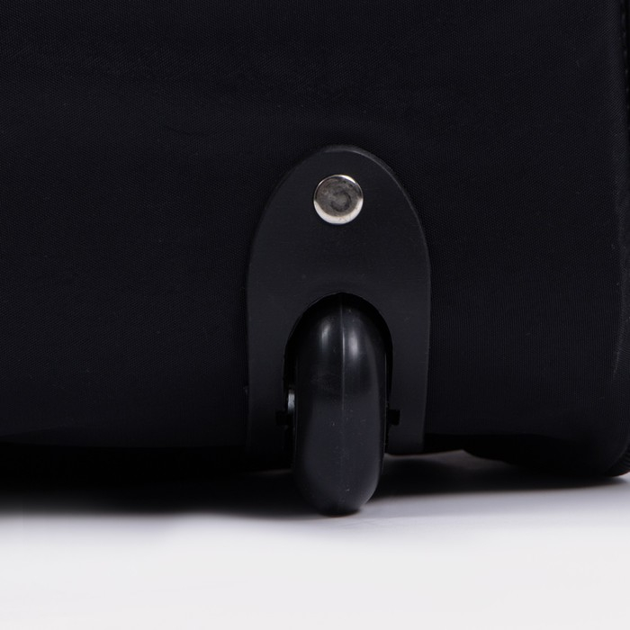 Сумка дорожная на колёсах, отдел на молнии, отдел для обуви, 3 наружных кармана, длинный ремень, цвет чёрный/коричневый Сумка дорожная на колёсах, отдел на молнии, отдел для обуви, 3 наружных кармана, длинный ремень, цвет чёрный/коричневый