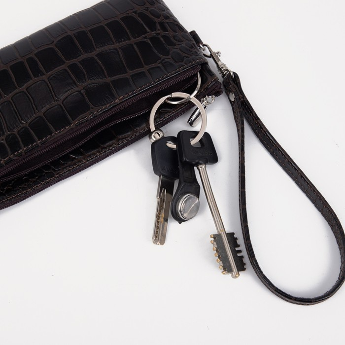 Кошелёк-ключница женский на молнии, цвет коричневый Кошелёк-ключница женский на молнии, цвет коричневый