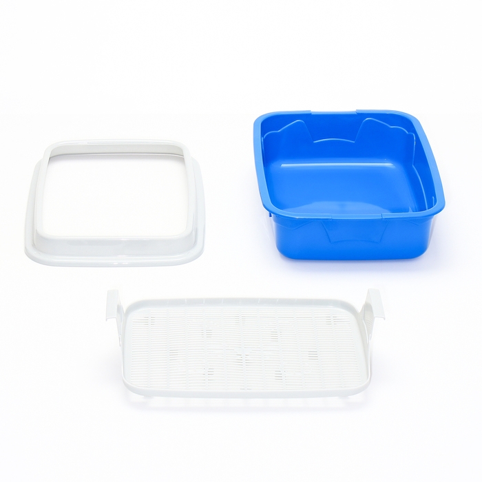 Туалет с бортом и сеткой, 45х34х10 см, синий/серый Туалет с бортом и сеткой, 45х34х10 см, синий/серый