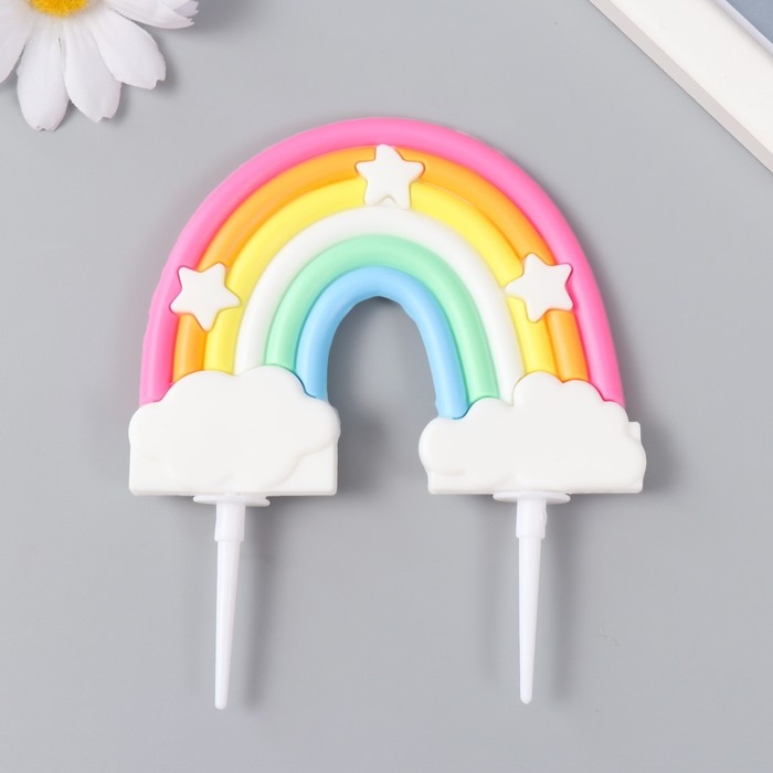 Декор для творчества пластик Декор для творчества пластик "Радуга в облаках со звёздами" 7 см