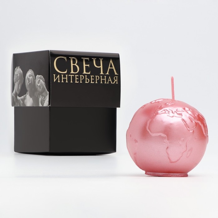 Свеча фигурная  Свеча фигурная "Шар. Планета", 6х5,5 см, розовый перламутр, в коробке