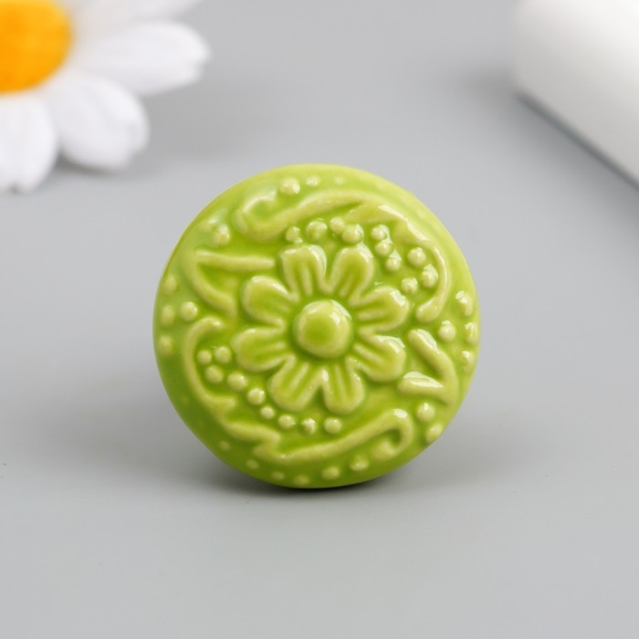 Ручка для шкатулки керамика, металл Ручка для шкатулки керамика, металл "Цветок" фисташка 3,4х3,4х3,4 см