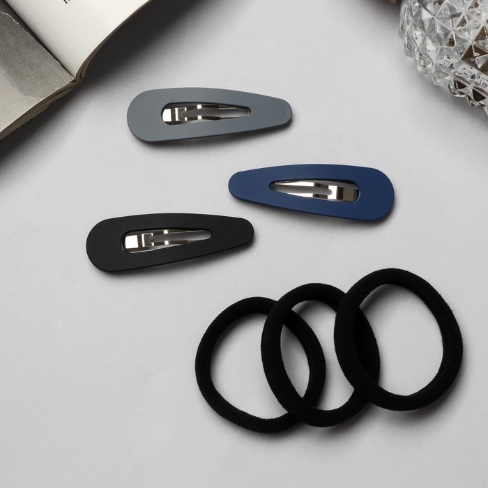 Набор для волос «Флоренс» (3 резинки, 3 невидимки) 5 см, тёмные цвета Набор для волос «Флоренс» (3 резинки, 3 невидимки) 5 см, тёмные цвета